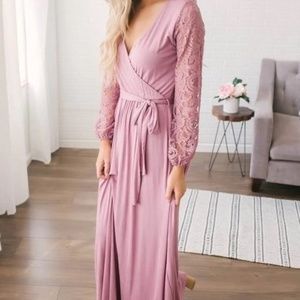Maxi Dress with Lace Long Sleeve- BRAND NEW